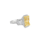 Platinum & 18K Gold 4.04ct Fancy Intense Yellow Lab Diamond Ring