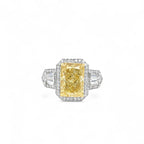 Platinum & 18K Gold 4.04ct Fancy Intense Yellow Lab Diamond Ring