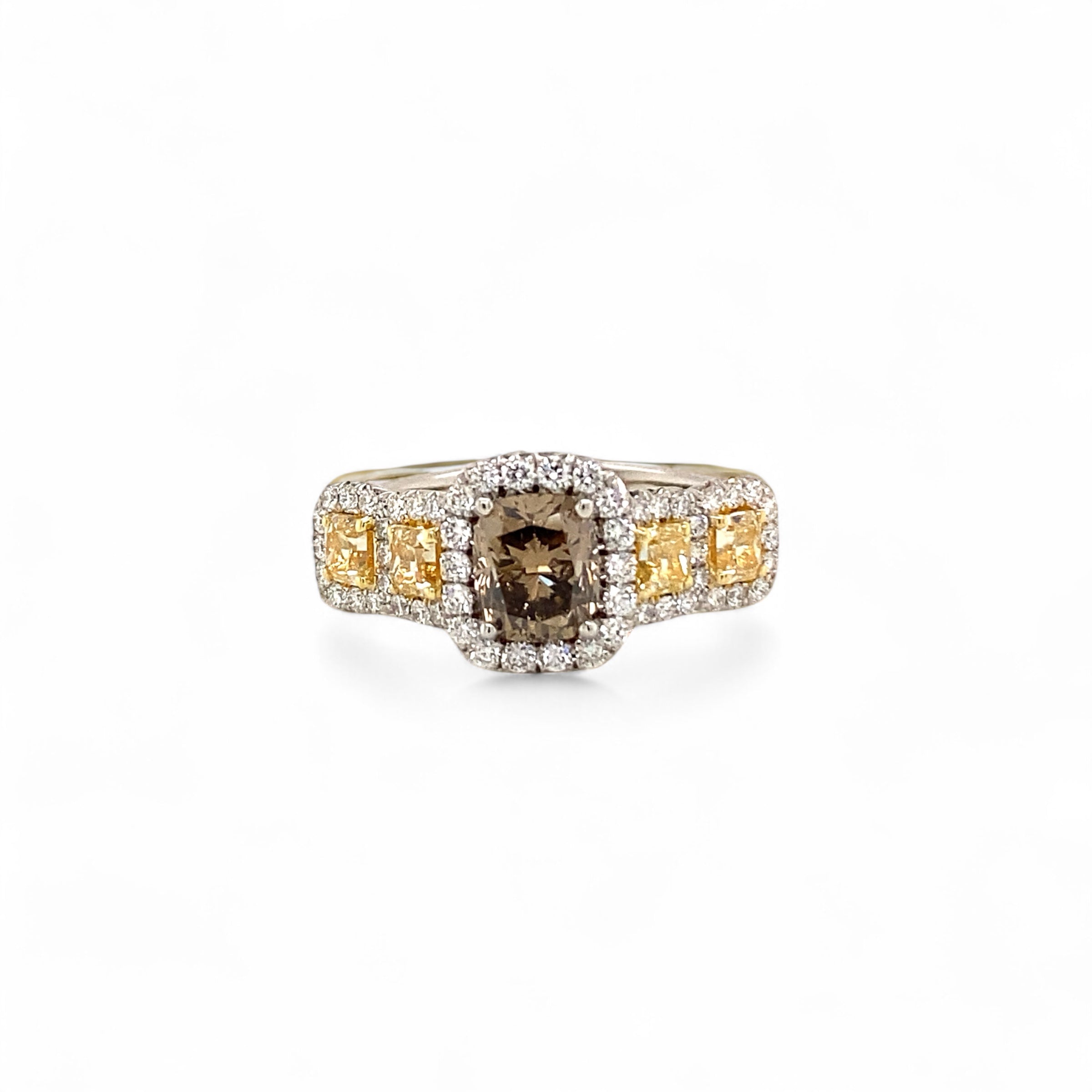 Platinum & 18K Gold Champagne & Fancy Yellow Diamond Ring