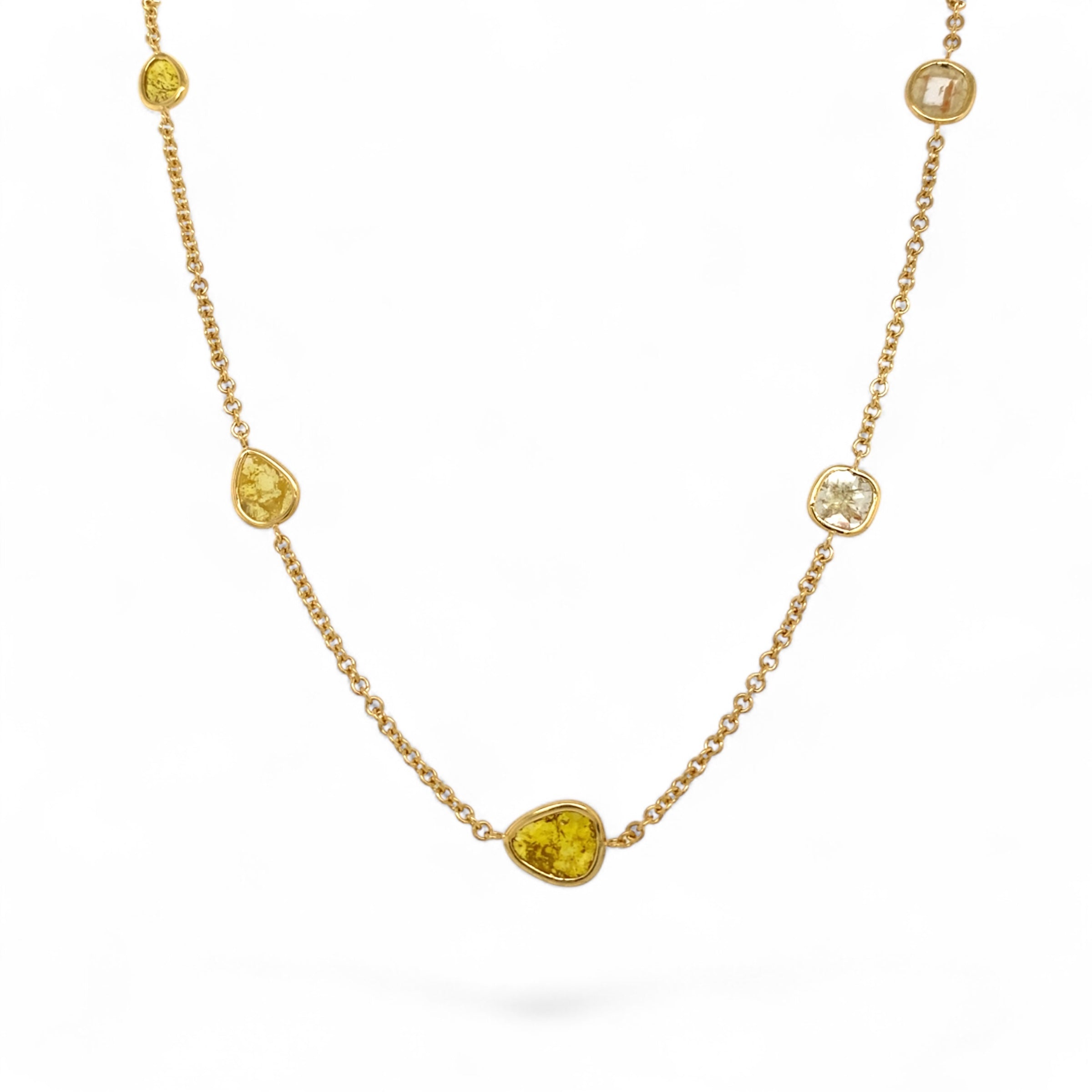 18K Yellow Gold Fancy Yellow Diamond Slice Necklace