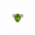 Platinum Carved Peridot & Diamond Halo Ring