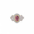 Platinum & 18K Gold Unheated Padparadscha Sapphire & Diamond Ring