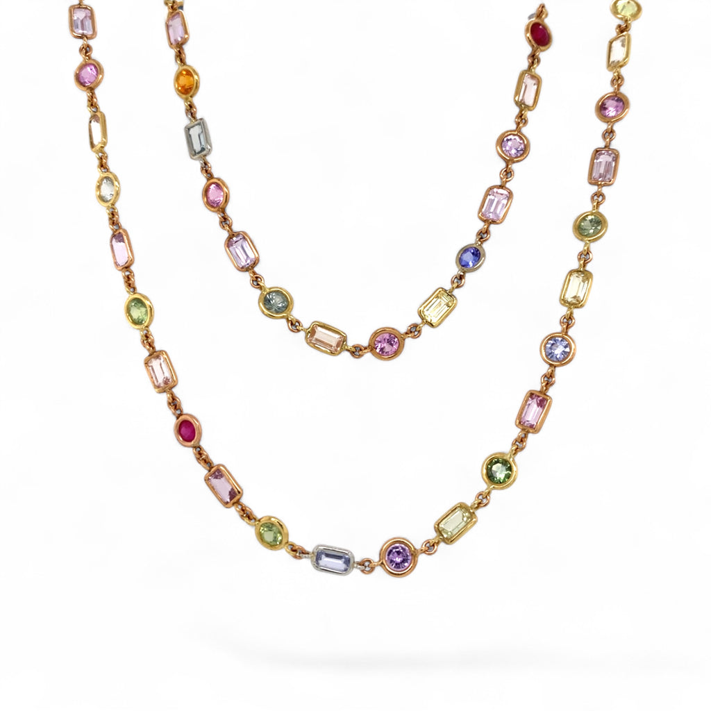 Platinum & 18K Gold Multi-Color Spinel & Sapphire Necklace
