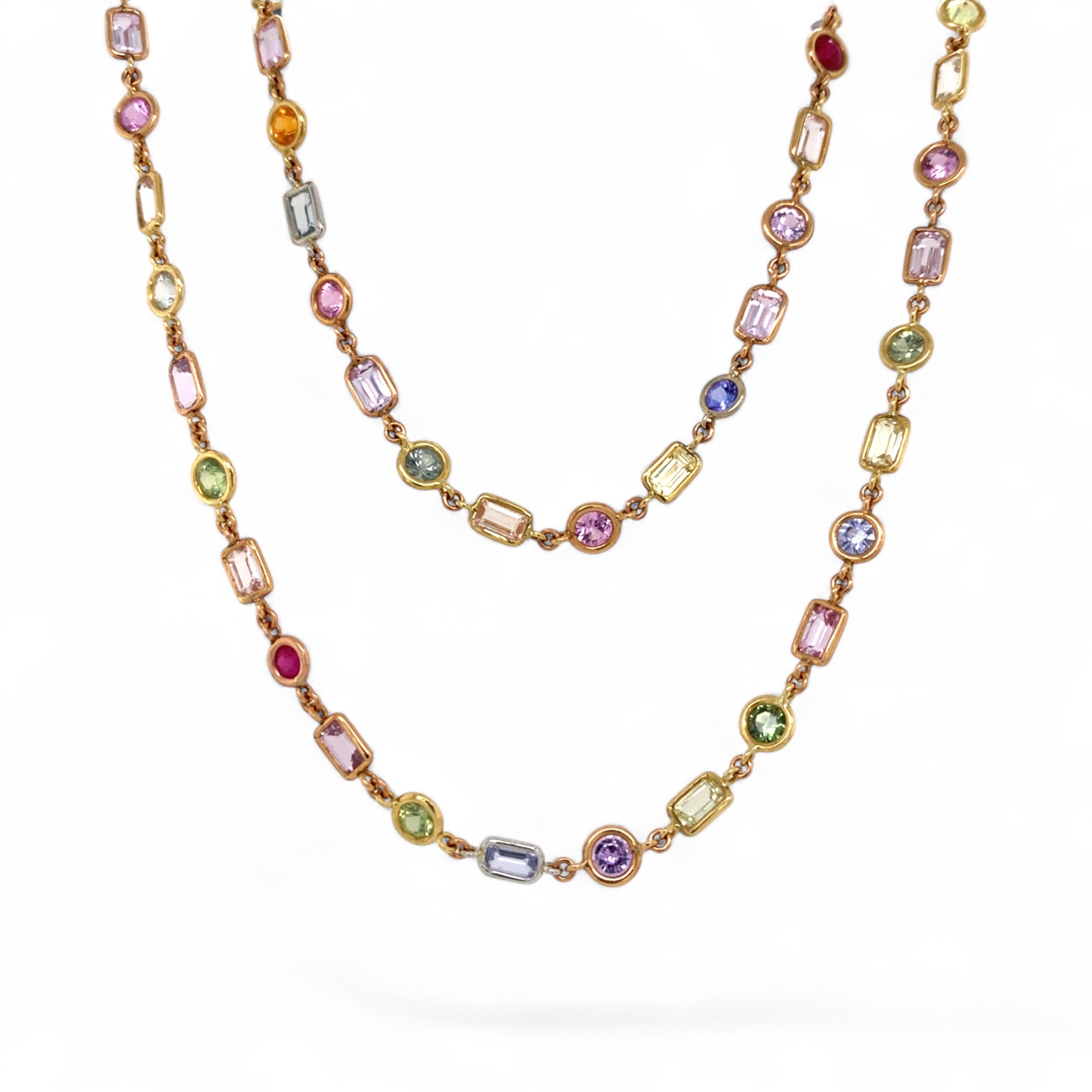 Platinum & 18K Gold Multi-Color Spinel & Sapphire Necklace