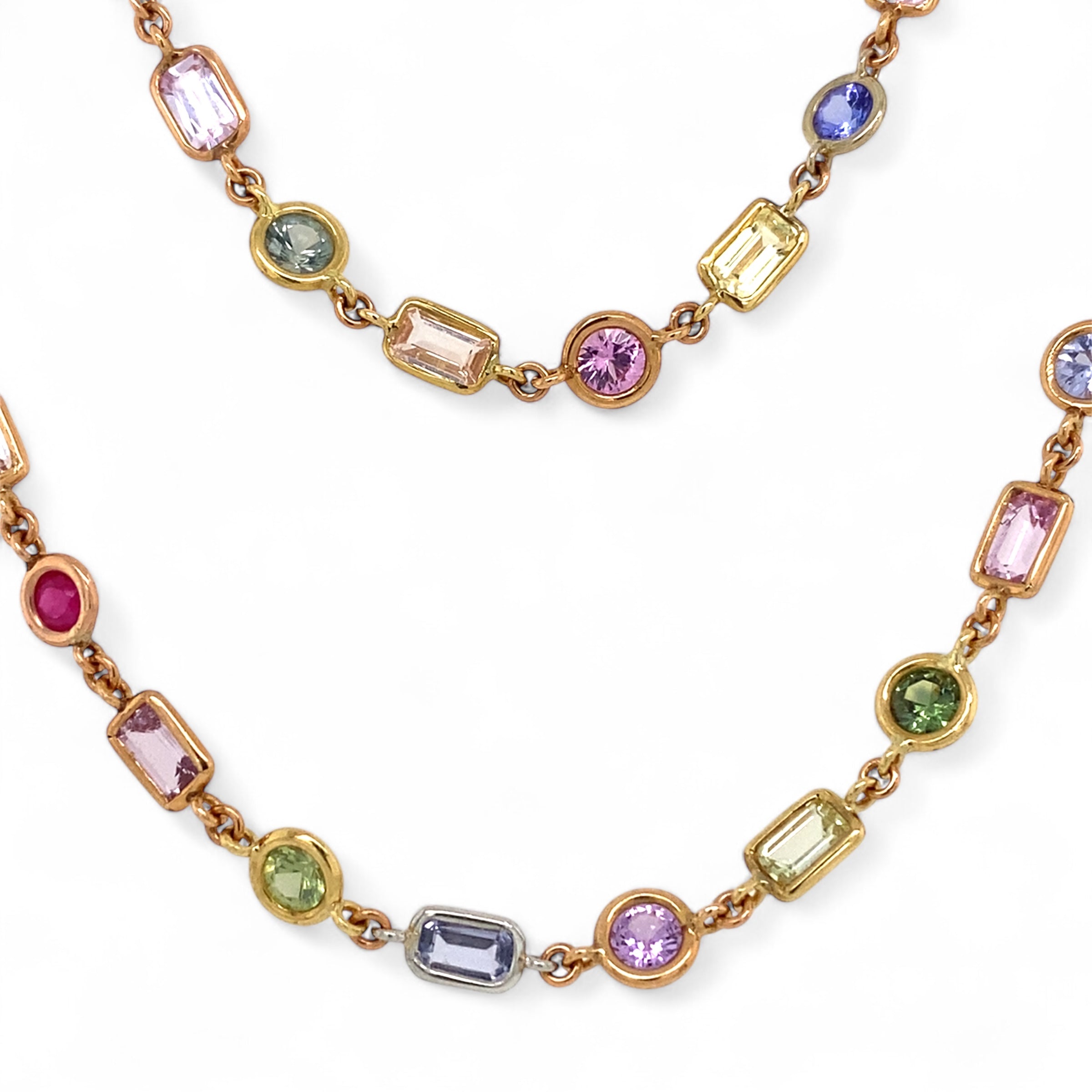 Platinum & 18K Gold Multi-Color Spinel & Sapphire Necklace