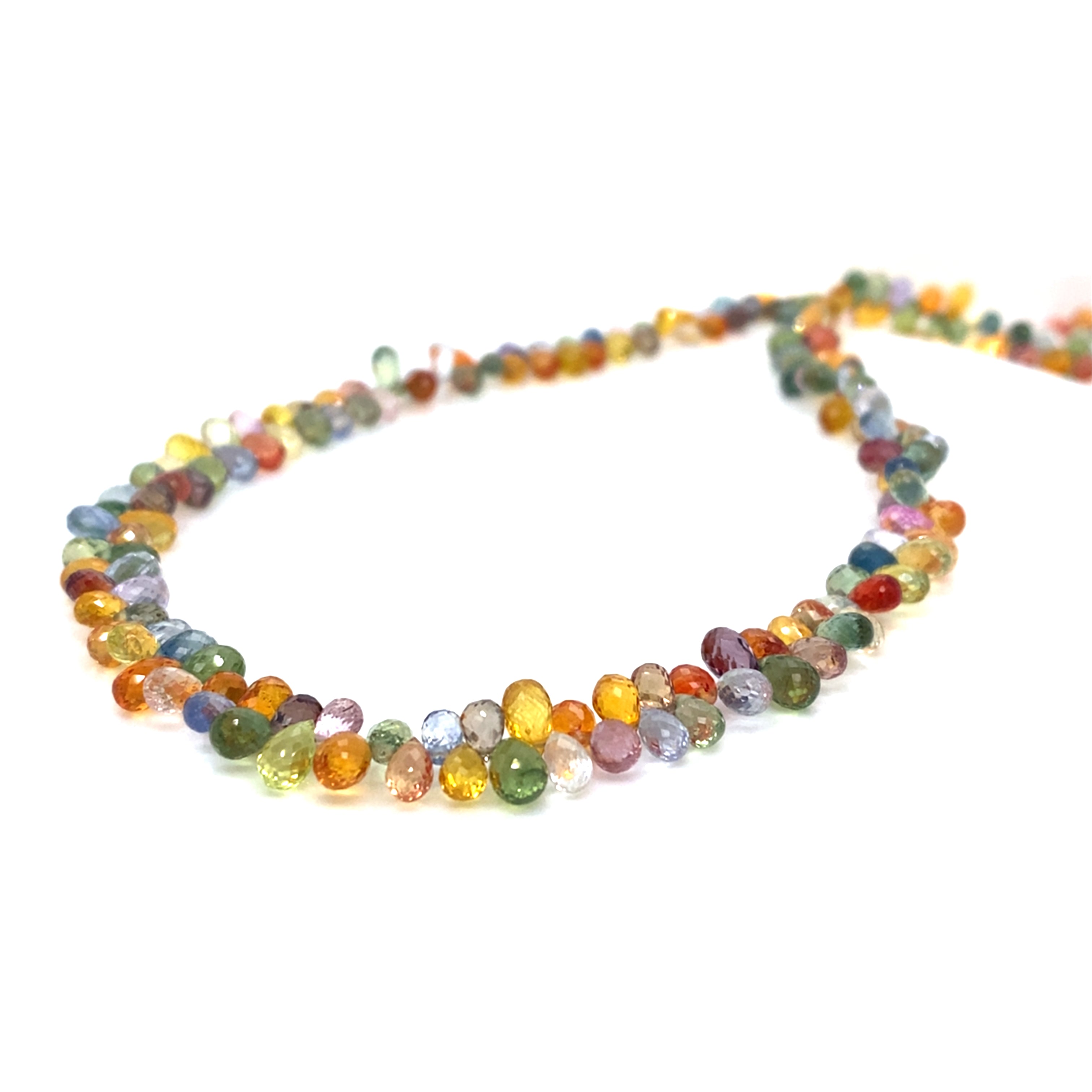 One of a kind multi-color sapphire briolette necklace