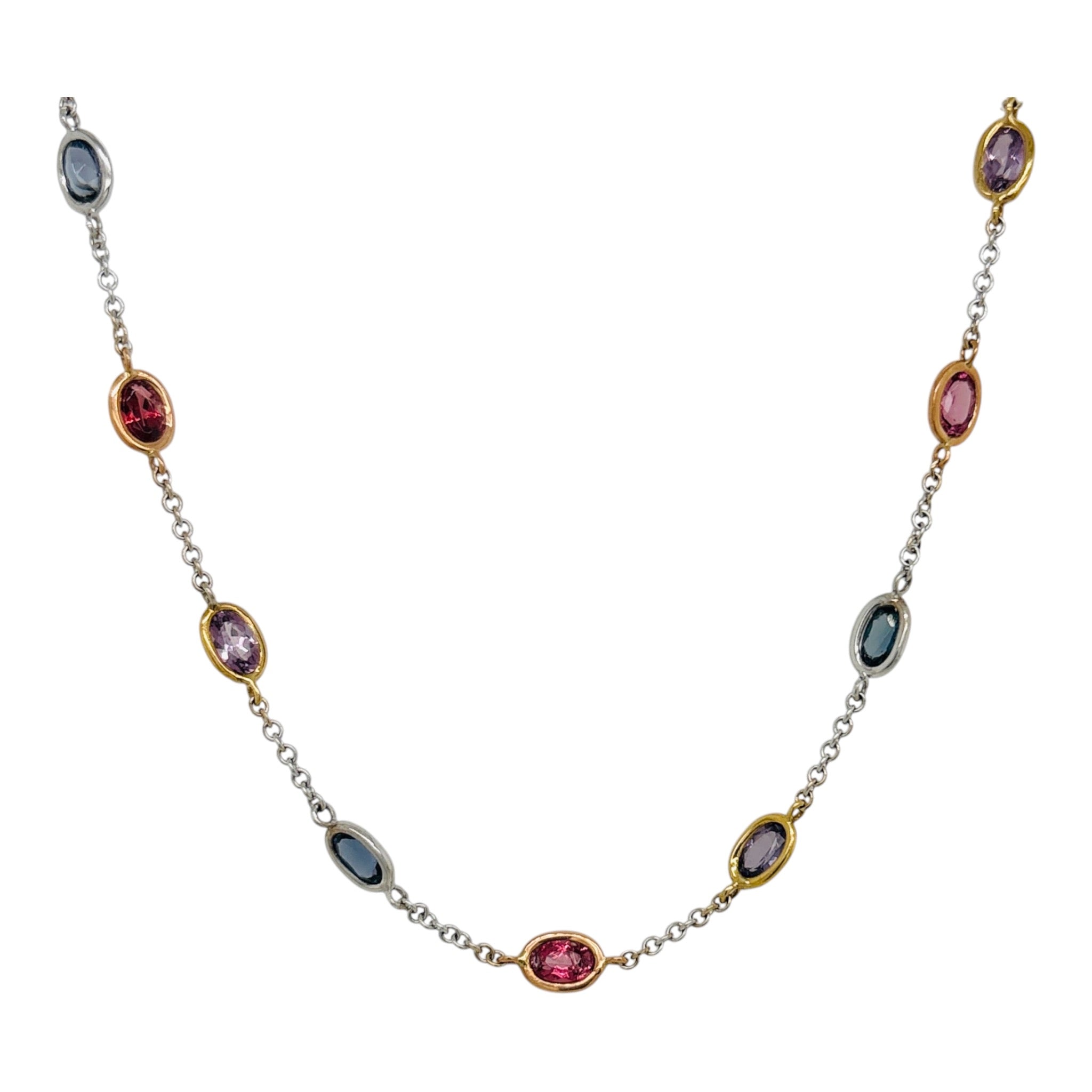 Platinum & 18K Gold Multi-Color Spinel Necklace
