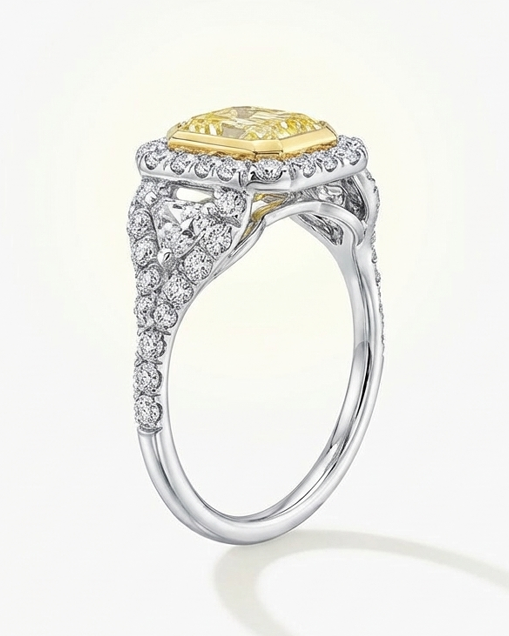 Radiant Cut Fancy Yellow Diamond Ring